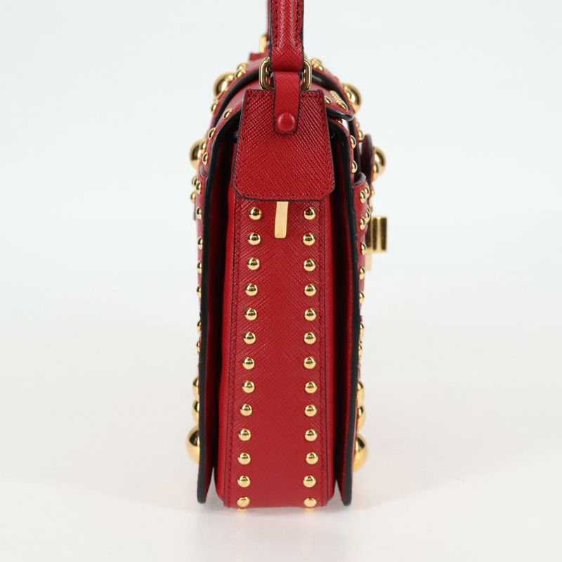 【日本直送】PRADA Safiano 皮革紅色金色肩包，正品編號 131786SAM-3