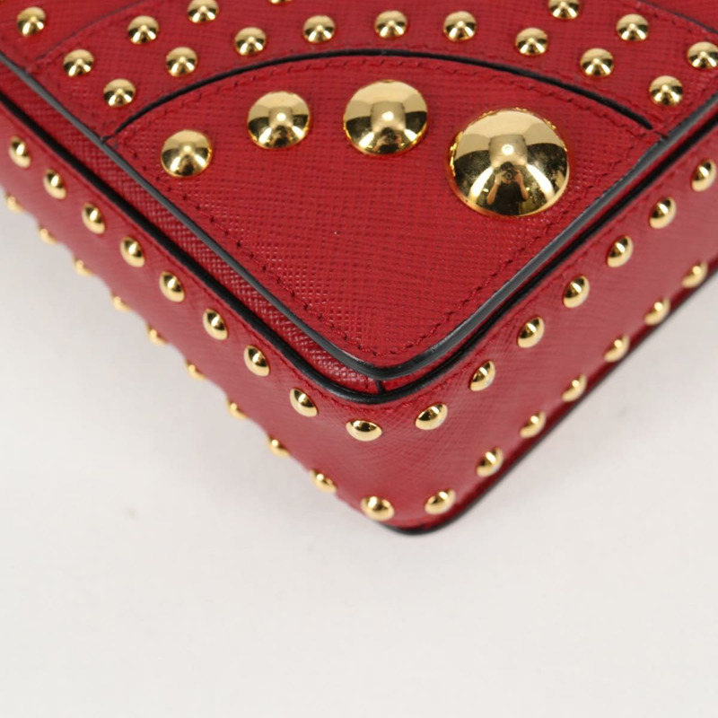 【日本直送】PRADA Safiano 皮革紅色金色肩包，正品編號 131786SAM-8