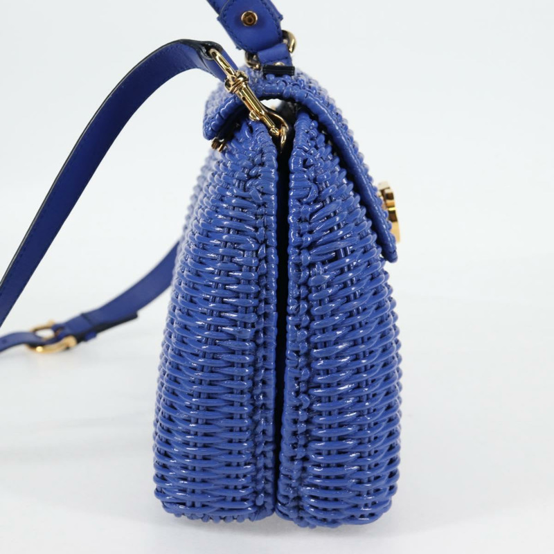 【日本直送】Salvatore Ferragamo Gancini 手提包，藤編兩用款，藍金配色，正品，貨號 135631SAV-2