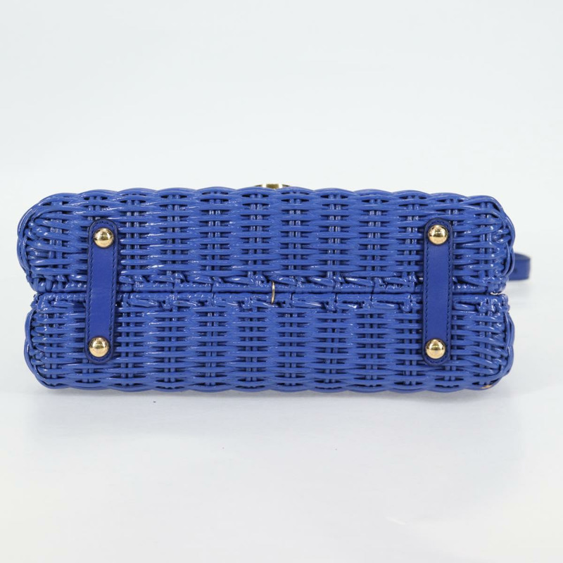 【日本直送】Salvatore Ferragamo Gancini 手提包，藤編兩用款，藍金配色，正品，貨號 135631SAV-4