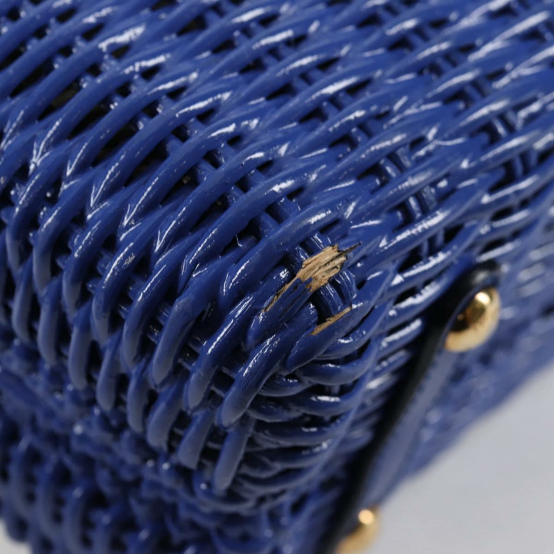 【日本直送】Salvatore Ferragamo Gancini 手提包，藤編兩用款，藍金配色，正品，貨號 135631SAV-8