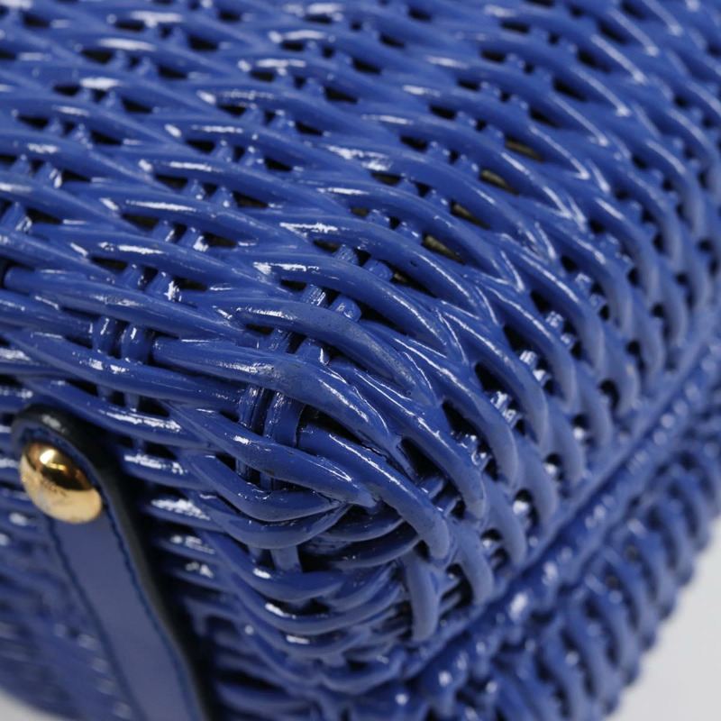 【日本直送】Salvatore Ferragamo Gancini 手提包，藤編兩用款，藍金配色，正品，貨號 135631SAV-17