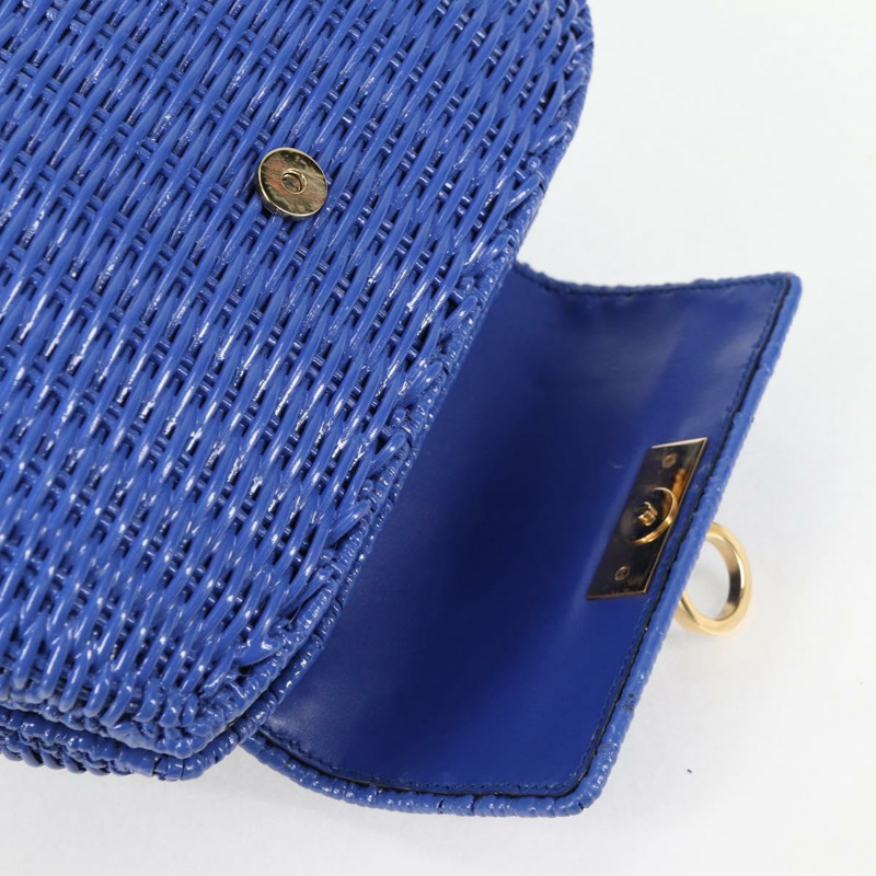 【日本直送】Salvatore Ferragamo Gancini 手提包，藤編兩用款，藍金配色，正品，貨號 135631SAV-20