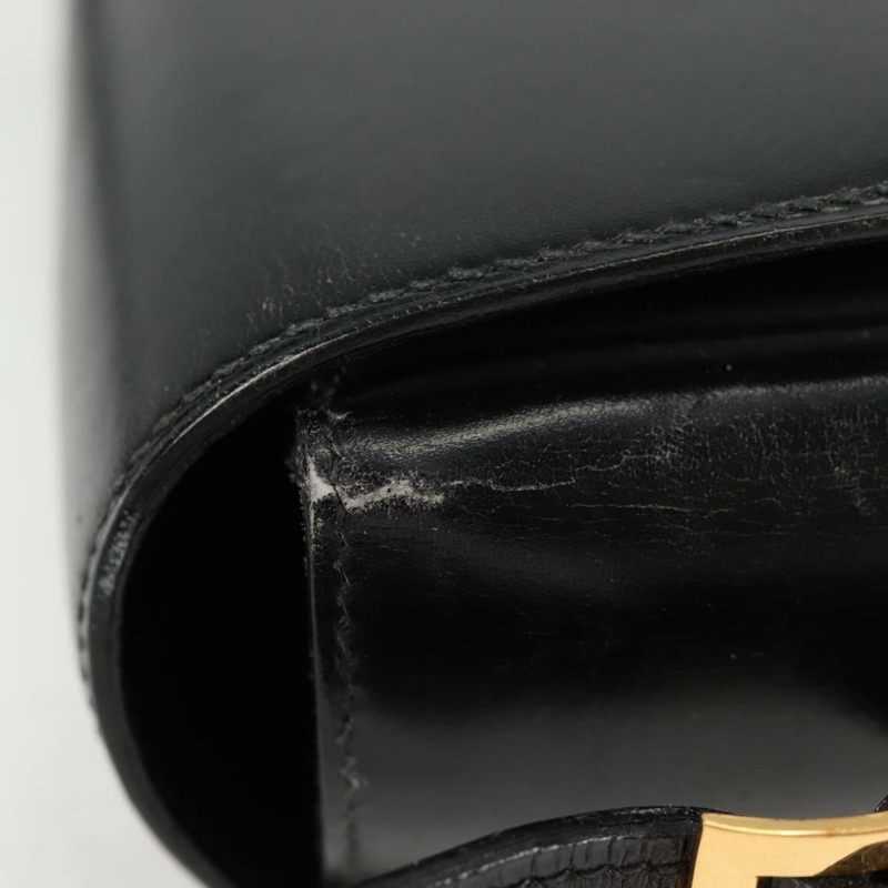 【日本直送】愛馬仕 Martine Vert 肩背包，黑色皮革，金色，正品，貨號 135513SAM-4