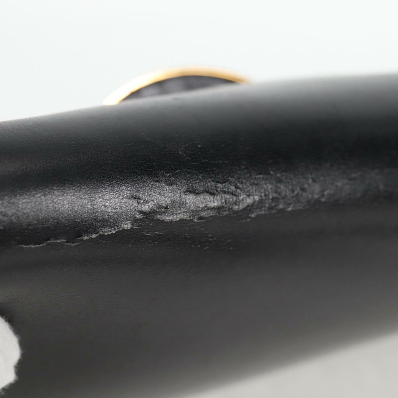 【日本直送】愛馬仕 Martine Vert 肩背包，黑色皮革，金色，正品，貨號 135513SAM-8