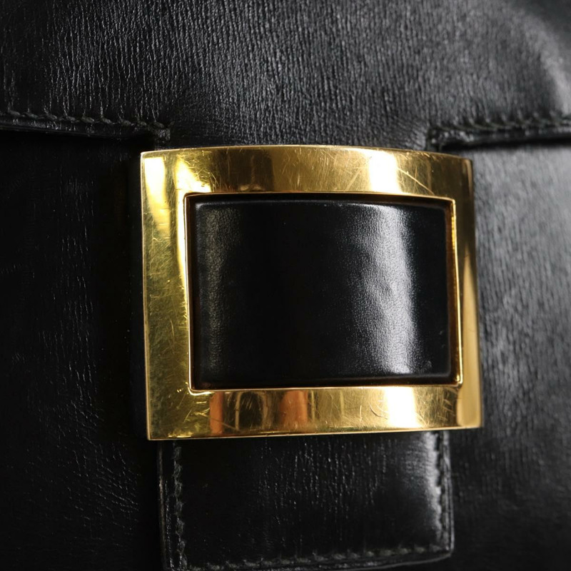 【日本直送】愛馬仕 Martine Vert 肩背包，黑色皮革，金色，正品，貨號 135513SAM-18