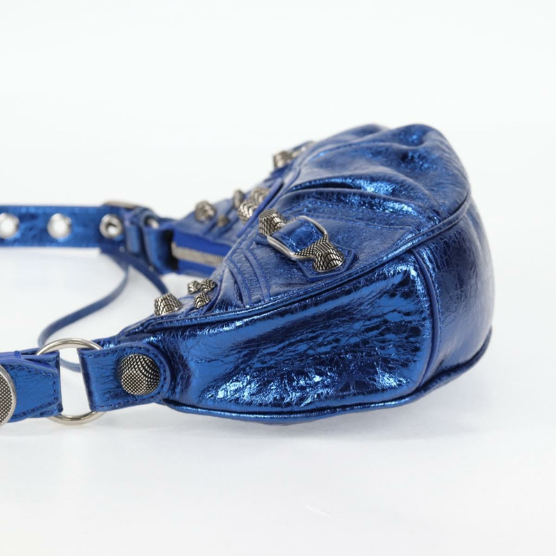 【日本直送】BALENCIAGA Luka Goal 單肩包，皮革材質，藍色/銀色，貨號 671309，正品編號 134466SAM-2