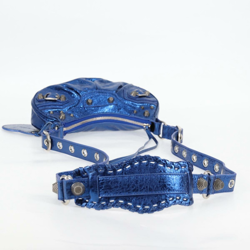 【日本直送】BALENCIAGA Luka Goal 單肩包，皮革材質，藍色/銀色，貨號 671309，正品編號 134466SAM-6