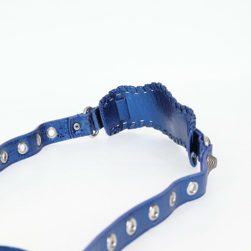 【日本直送】BALENCIAGA Luka Goal 單肩包，皮革材質，藍色/銀色，貨號 671309，正品編號 134466SAM-13