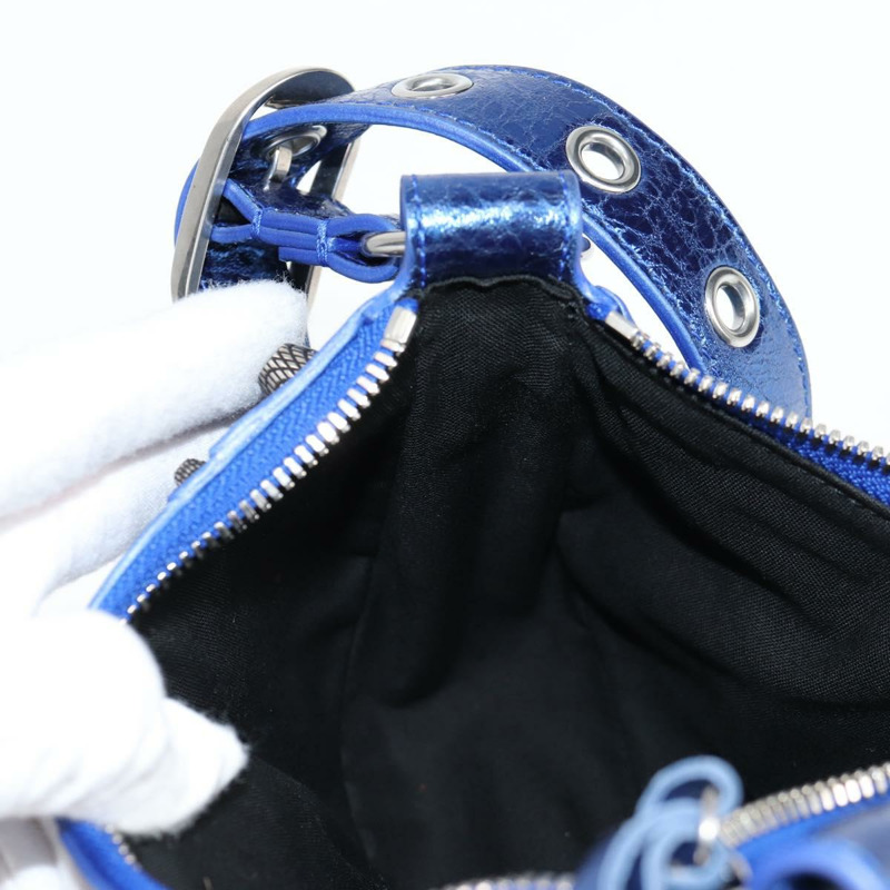【日本直送】BALENCIAGA Luka Goal 單肩包，皮革材質，藍色/銀色，貨號 671309，正品編號 134466SAM-24
