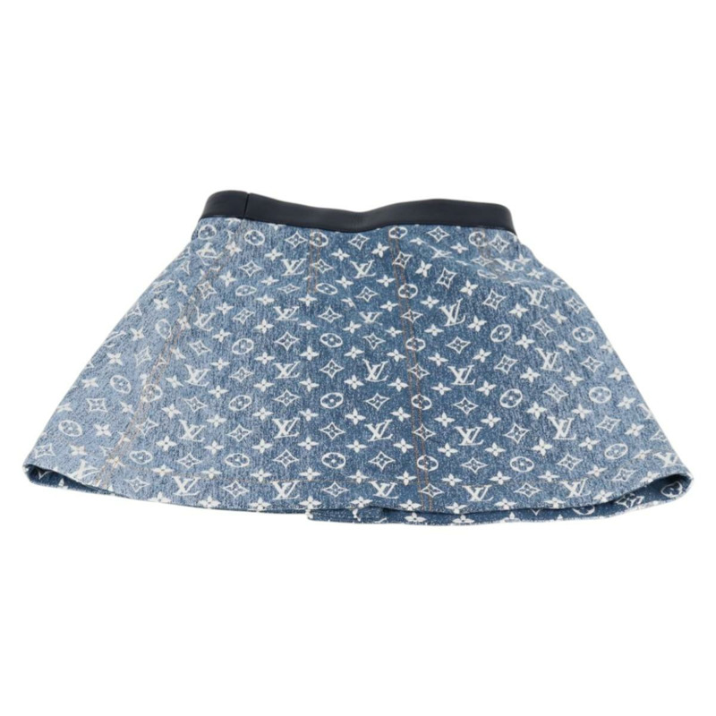 【日本直送】路易威登 Monogram Jaguar A 字裙 牛仔布 34 藍色 1A9NK9 LV 正品 133644SAM-6