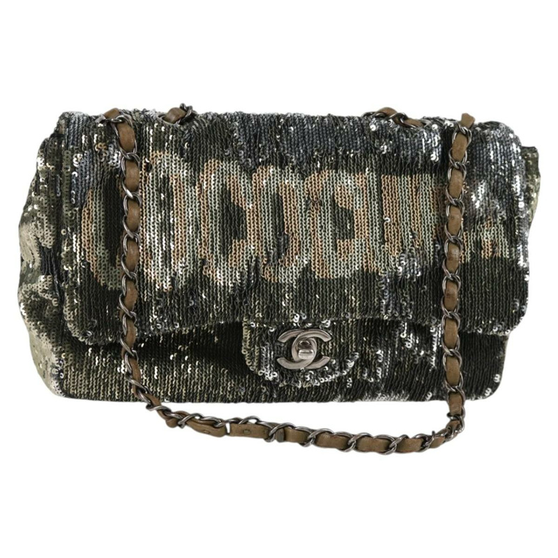 【日本直送】香奈兒 2017 早春度假系列 Coco Cuba 鏈條單肩包 亮片 綠色 CC 正品 ar13715SM-0