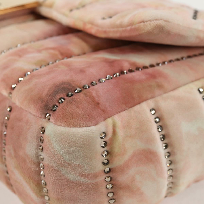 【日本直送】FENDI 假期限量版 Mamma Baguette 手袋，絲絨材質，粉金配色，兩用款，正品編號 132928SAM-15