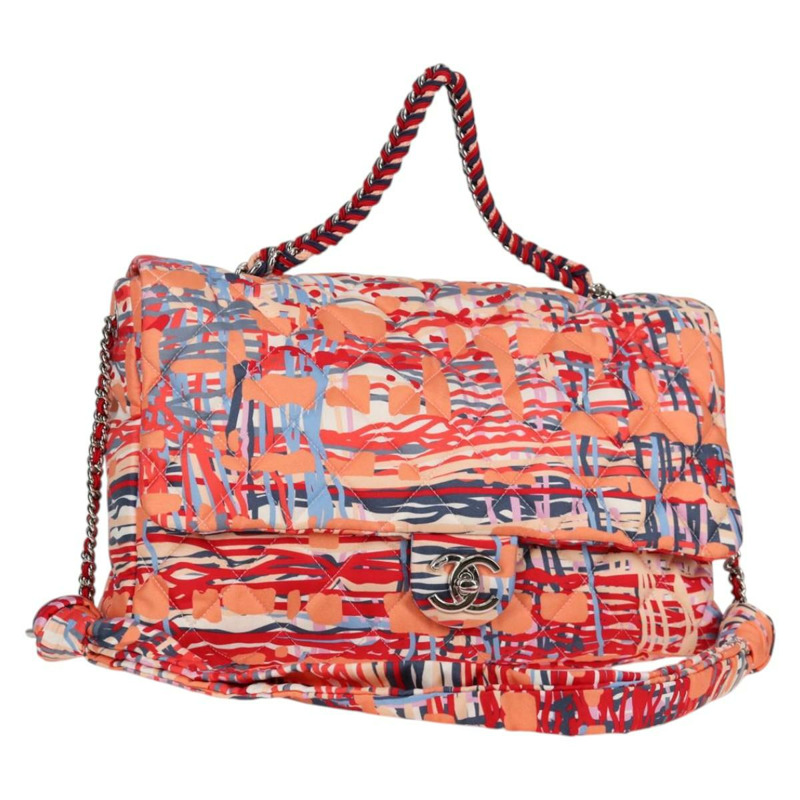 【日本直送】香奈兒 (CHANEL) 絎縫鏈條單背包 尼龍材質 橘色 銀色 CC 標誌 Auth 132851SM-0