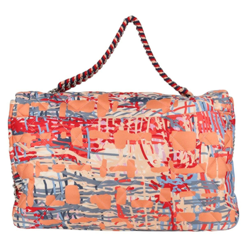 【日本直送】香奈兒 (CHANEL) 絎縫鏈條單背包 尼龍材質 橘色 銀色 CC 標誌 Auth 132851SM-1