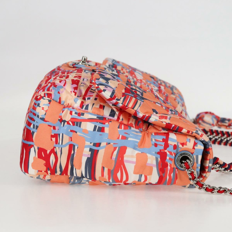 【日本直送】香奈兒 (CHANEL) 絎縫鏈條單背包 尼龍材質 橘色 銀色 CC 標誌 Auth 132851SM-3