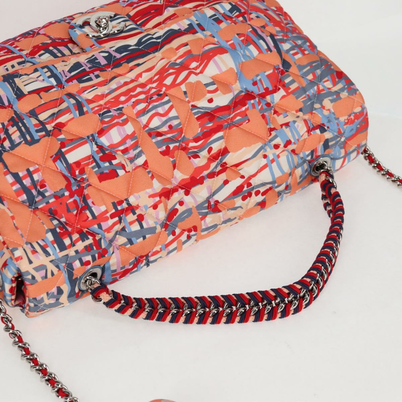 【日本直送】香奈兒 (CHANEL) 絎縫鏈條單背包 尼龍材質 橘色 銀色 CC 標誌 Auth 132851SM-5