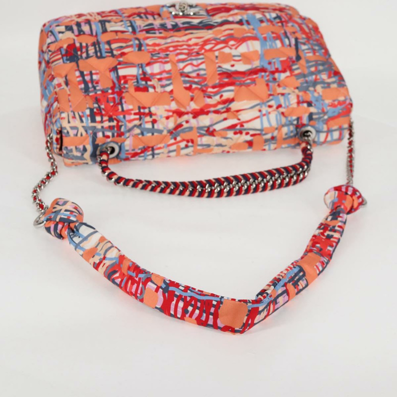 【日本直送】香奈兒 (CHANEL) 絎縫鏈條單背包 尼龍材質 橘色 銀色 CC 標誌 Auth 132851SM-7