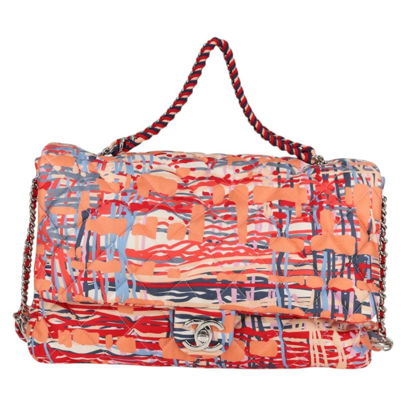 【日本直送】香奈兒 (CHANEL) 絎縫鏈條單背包 尼龍材質 橘色 銀色 CC 標誌 Auth 132851SM-12