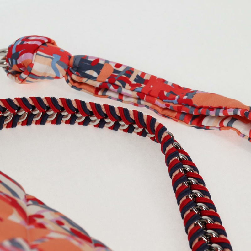 【日本直送】香奈兒 (CHANEL) 絎縫鏈條單背包 尼龍材質 橘色 銀色 CC 標誌 Auth 132851SM-13