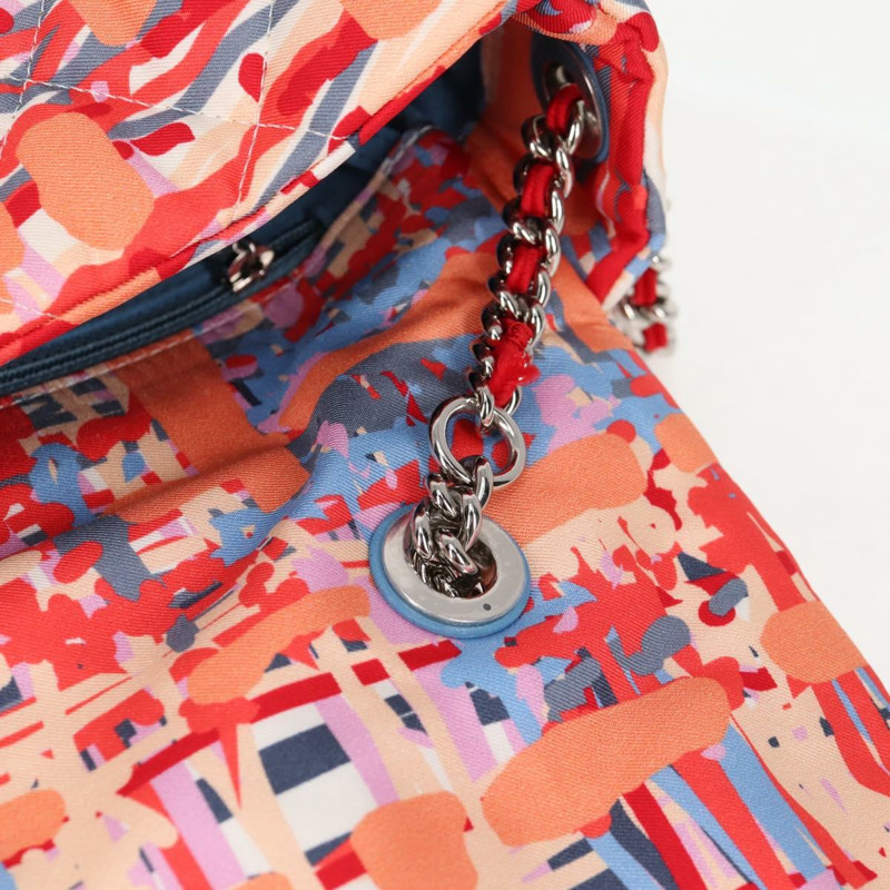 【日本直送】香奈兒 (CHANEL) 絎縫鏈條單背包 尼龍材質 橘色 銀色 CC 標誌 Auth 132851SM-21