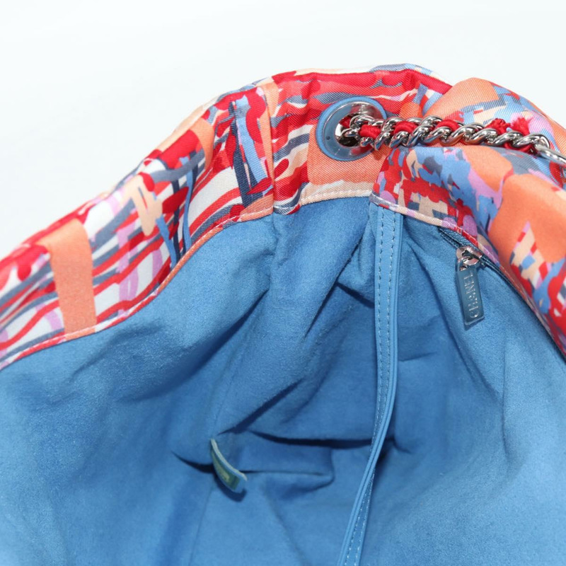 【日本直送】香奈兒 (CHANEL) 絎縫鏈條單背包 尼龍材質 橘色 銀色 CC 標誌 Auth 132851SM-24