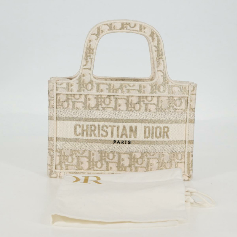 【日本直送】Christian Dior Trotter帆布書本手袋 白色帆布 正品 136735SAM-11