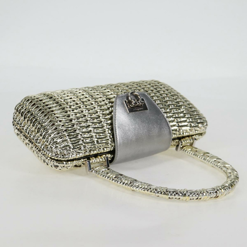 【日本直送】Salvatore Ferragamo Gancini 手提包 藤編 金色 正品 137497SAV-5