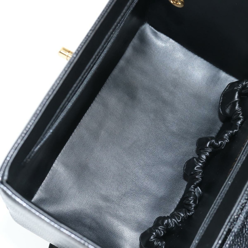 【日本直送】香奈兒 (CHANEL) 魚子醬皮兩用手提包，黑色金色雙C標誌，正品編號 138563V-9