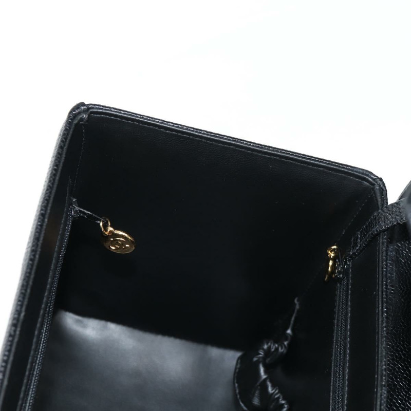 【日本直送】香奈兒 (CHANEL) 魚子醬皮兩用手提包，黑色金色雙C標誌，正品編號 138563V-23