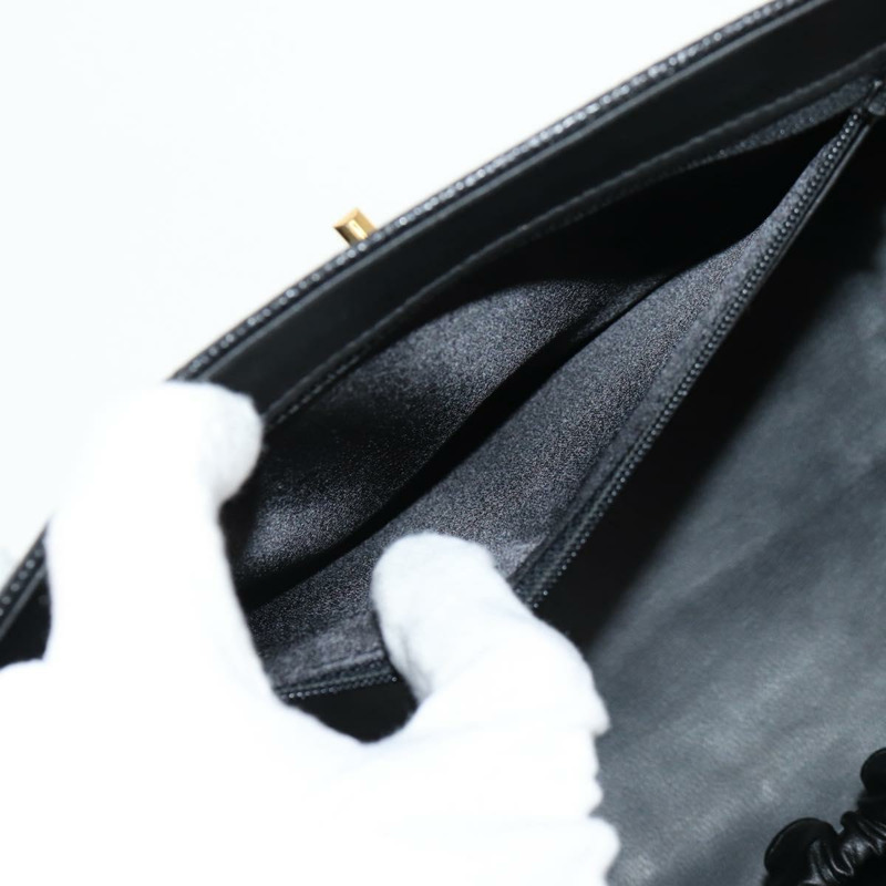 【日本直送】香奈兒 (CHANEL) 魚子醬皮兩用手提包，黑色金色雙C標誌，正品編號 138563V-25