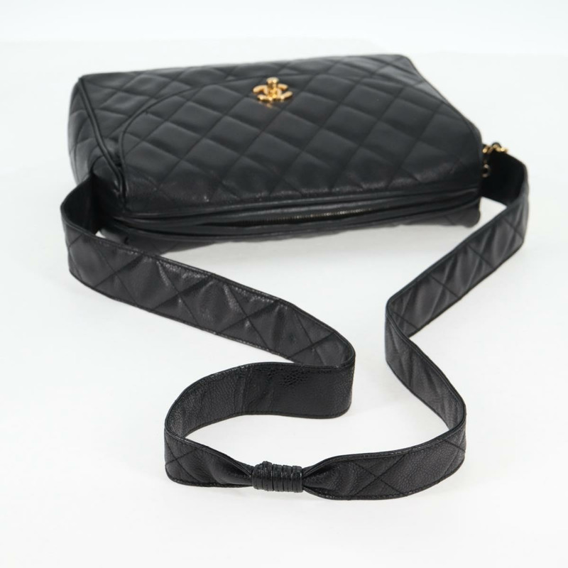 【日本直送】香奈兒 (CHANEL) Matelasse 單肩包 魚子醬皮 黑色 金 CC 標誌 正品 yk19085V-6