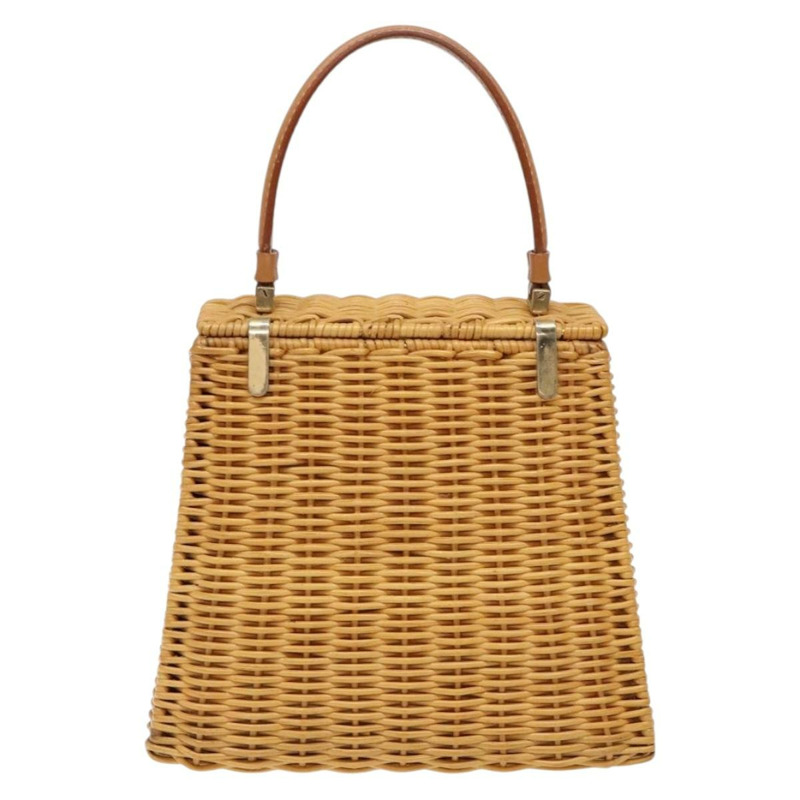 【日本直送】Salvatore Ferragamo Gancini 手提包，藤編米色金色，正品，貨號 139130SAV-1