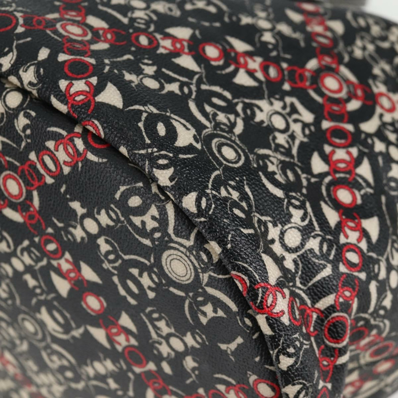 【日本直送】香奈兒 Coco 旅行波士頓包 PVC 黑色 銀色 CC 標誌 正品 134999V-15