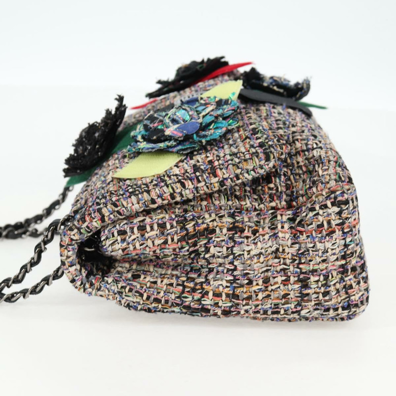 【日本直送】香奈兒 (CHANEL) 絎縫山茶花鏈包，斜紋軟呢多色銀色雙C標誌，貨號 138988SM-2