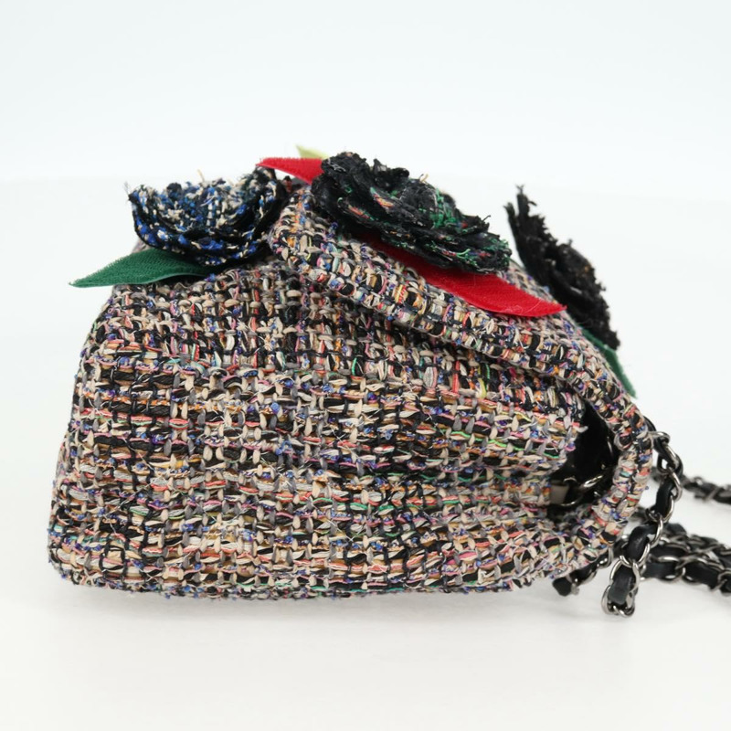 【日本直送】香奈兒 (CHANEL) 絎縫山茶花鏈包，斜紋軟呢多色銀色雙C標誌，貨號 138988SM-3