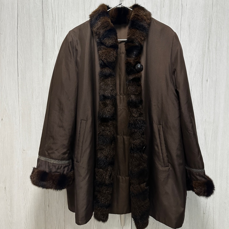 BALMAIN 雙面絲質大衣 毛領 風衣 保暖-0