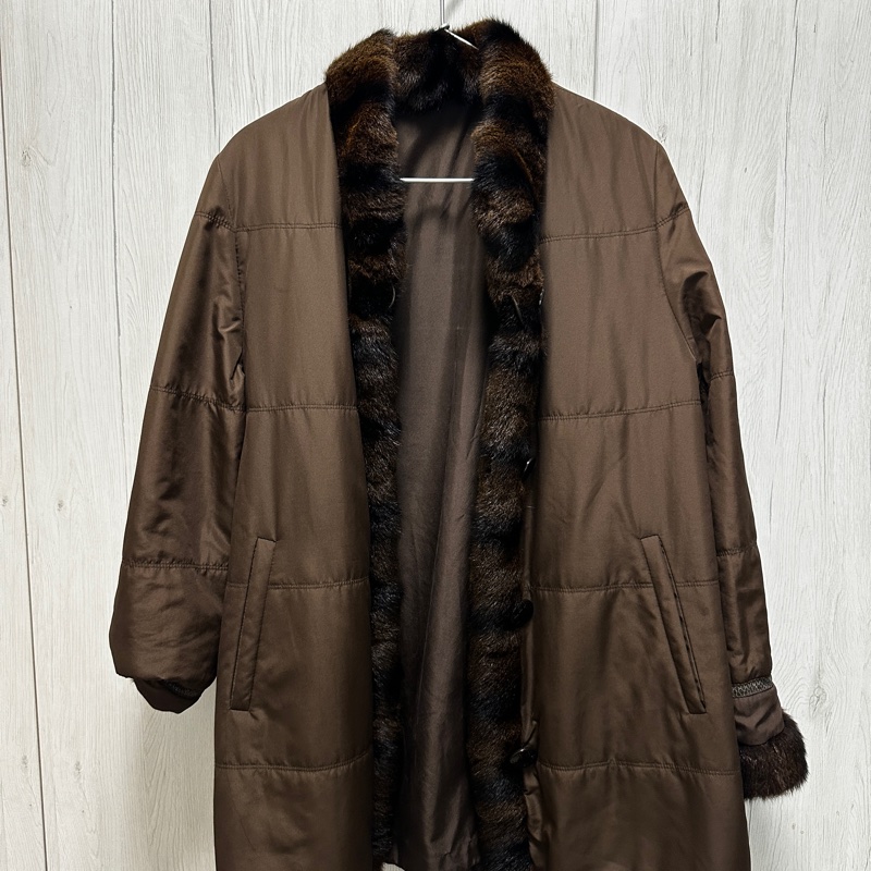 BALMAIN 雙面絲質大衣 毛領 風衣 保暖-4