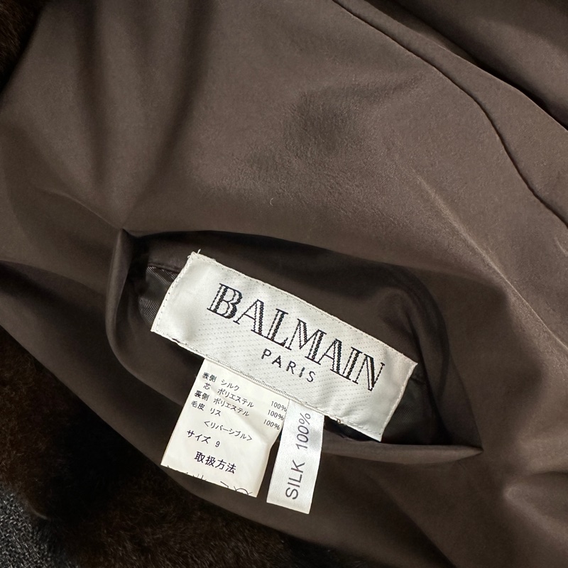BALMAIN 雙面絲質大衣 毛領 風衣 保暖-6