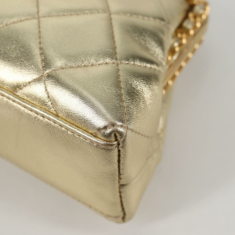 【日本直送】香奈兒 (CHANEL) Matelasse 鏈條肩背包，皮革材質，金色雙C標誌，貨號 134853SM-14