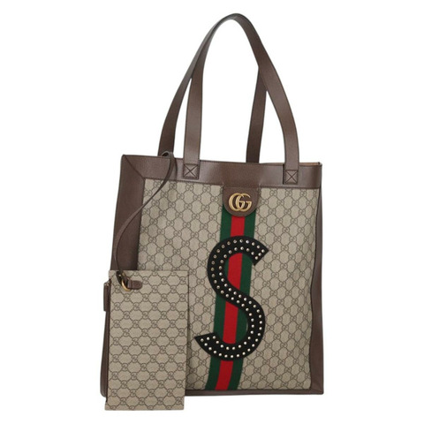 GUCCI GG Supreme Web Sherry Line 手提包 PVC 米色 金色 紅色 正品 135289SAM