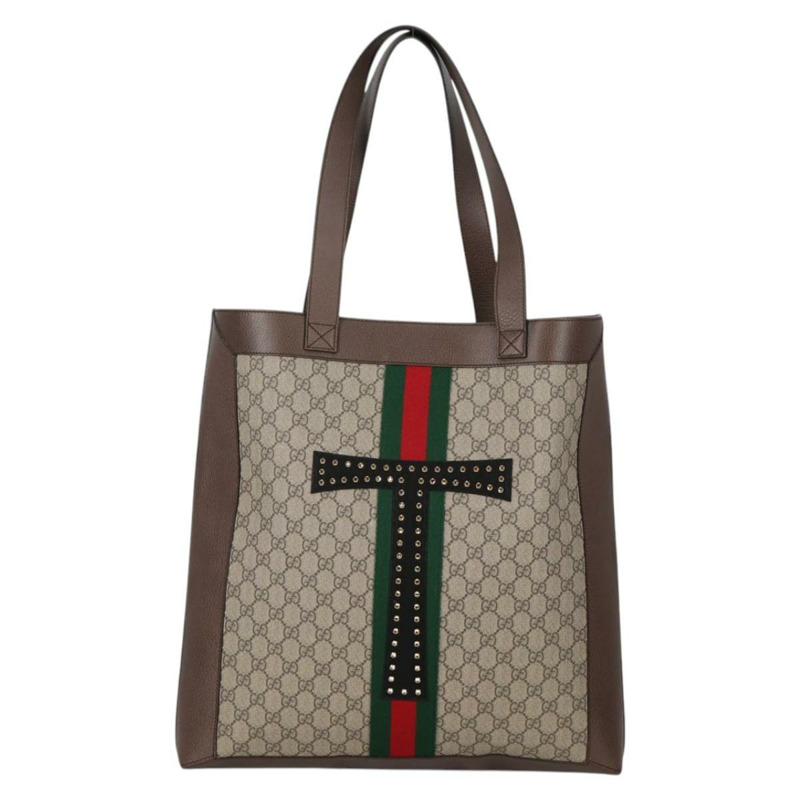 【日本直送】GUCCI GG Supreme Web Sherry Line 手提包 PVC 米色 金色 紅色 正品 135289SAM-1