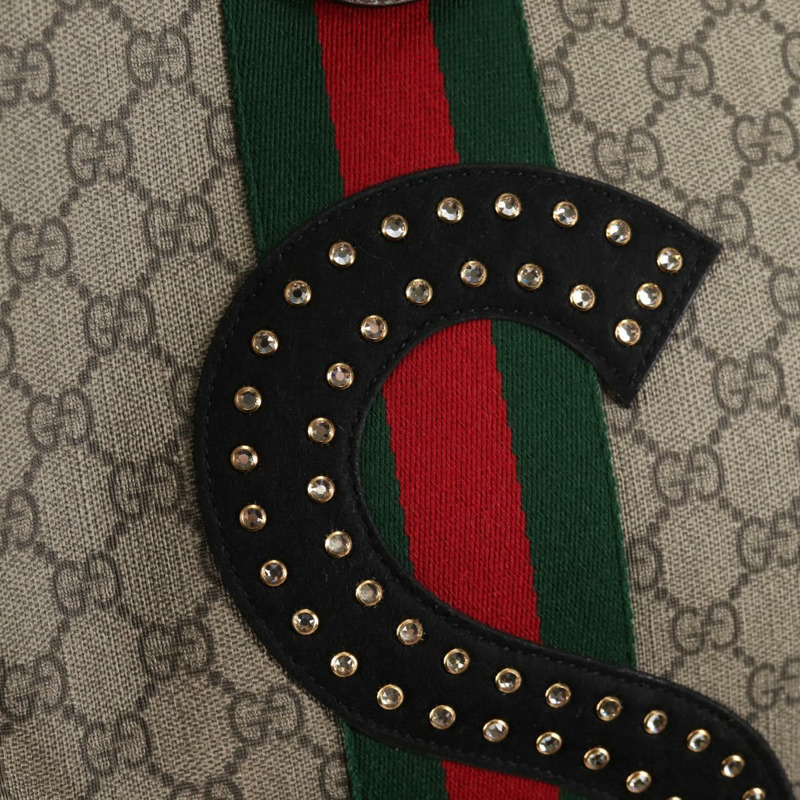【日本直送】GUCCI GG Supreme Web Sherry Line 手提包 PVC 米色 金色 紅色 正品 135289SAM-8
