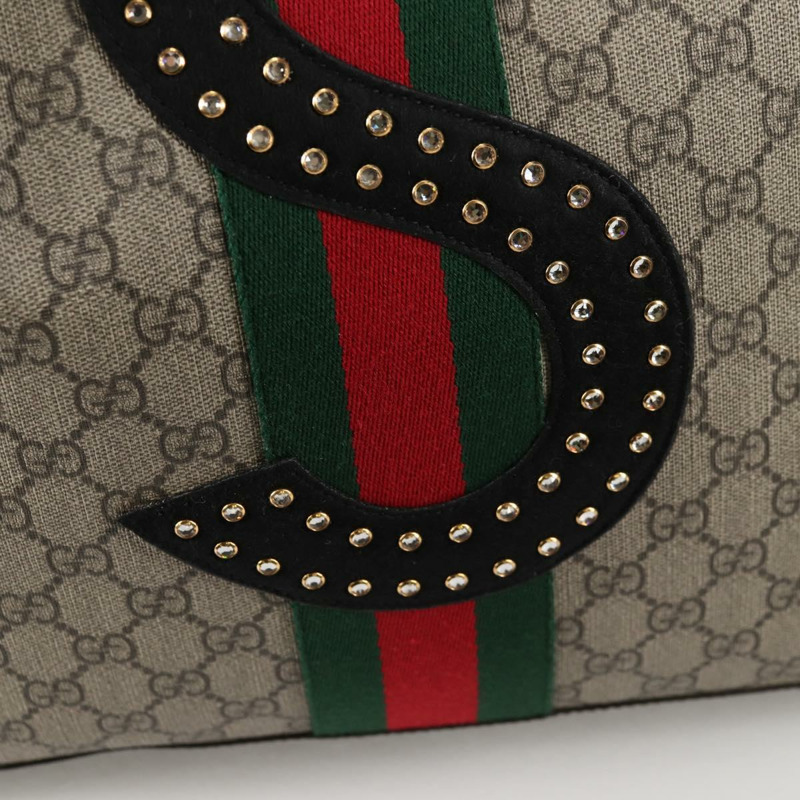 【日本直送】GUCCI GG Supreme Web Sherry Line 手提包 PVC 米色 金色 紅色 正品 135289SAM-18