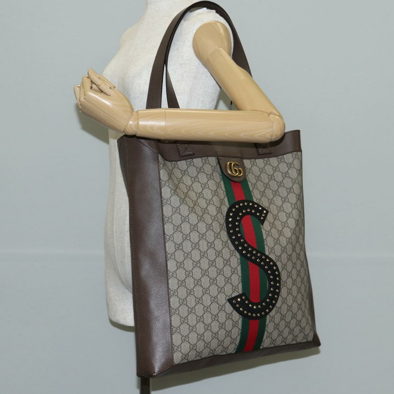 【日本直送】GUCCI GG Supreme Web Sherry Line 手提包 PVC 米色 金色 紅色 正品 135289SAM-28