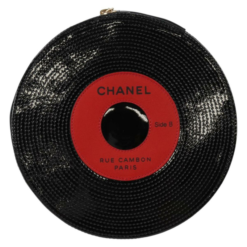 【日本直送】香奈兒漆皮黑色雙C標誌手拿包 Auth 136541SM-1