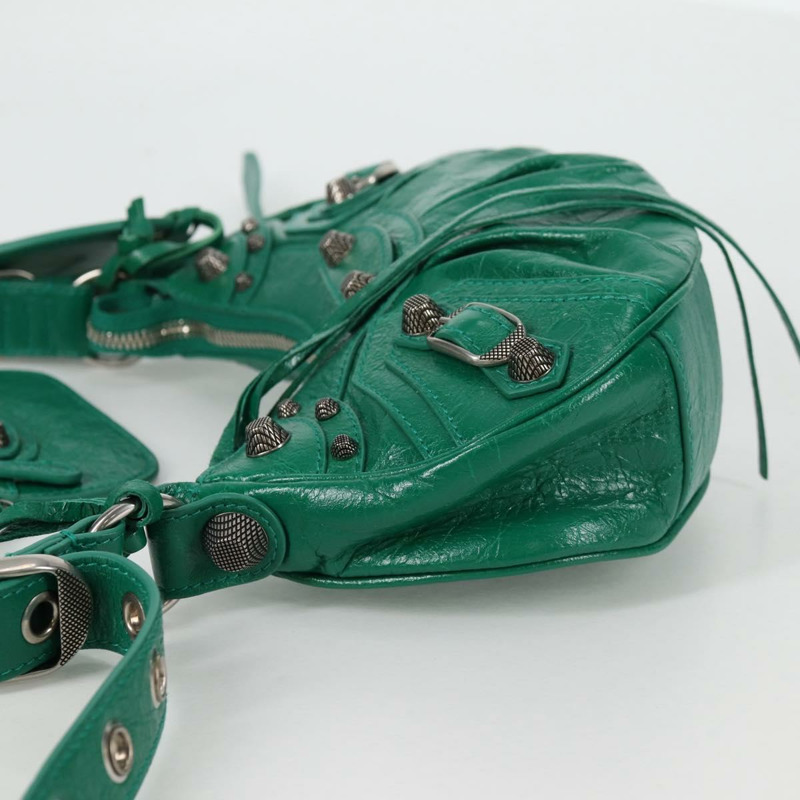 【日本直送】BALENCIAGA Le Cagole XS 單肩包，皮革材質，兩用，綠色，貨號 671309，正品編號 134862SAM-2
