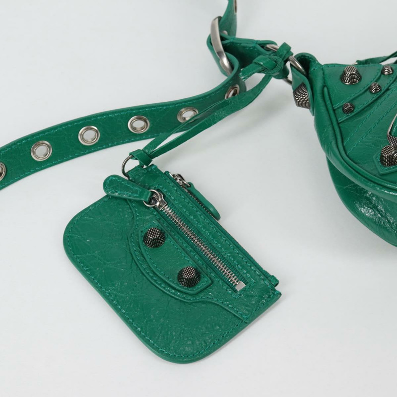 【日本直送】BALENCIAGA Le Cagole XS 單肩包，皮革材質，兩用，綠色，貨號 671309，正品編號 134862SAM-20