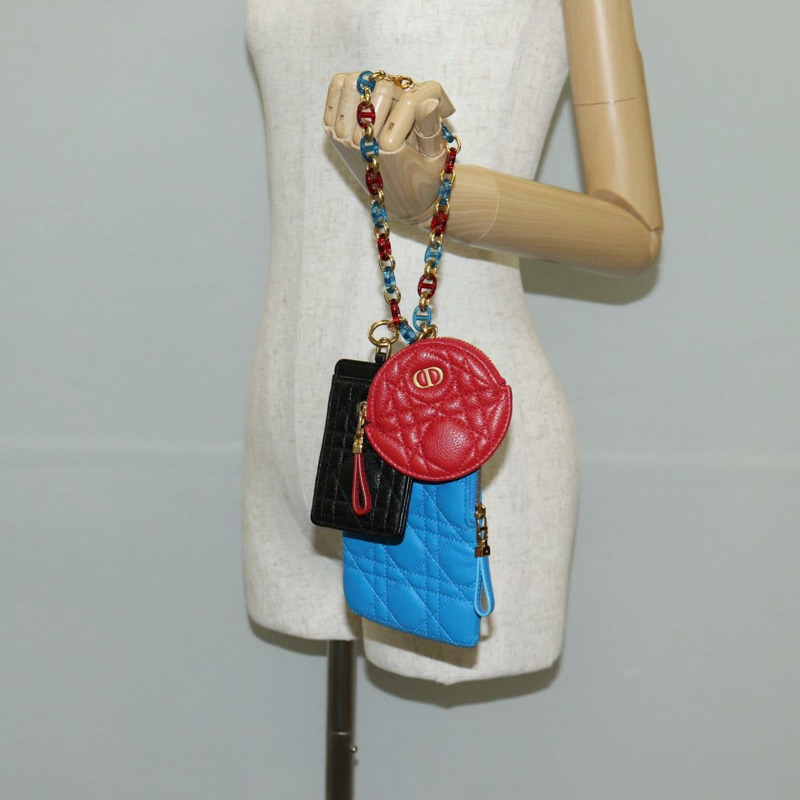 【日本直送】Christian Dior Canage 手拿包，皮革材質，藍紅黑配色，正品編號 134892SAM-30