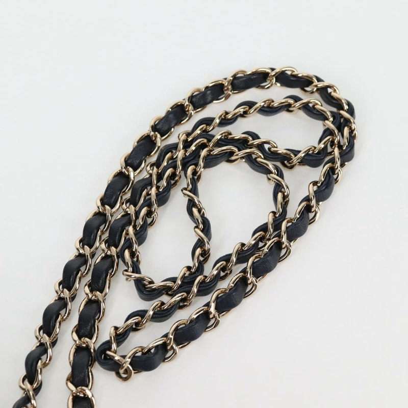 【日本直送】香奈兒鏈條肩背包，斜紋軟呢布料，藍色，金色雙C標誌，正品編號134856SM-7